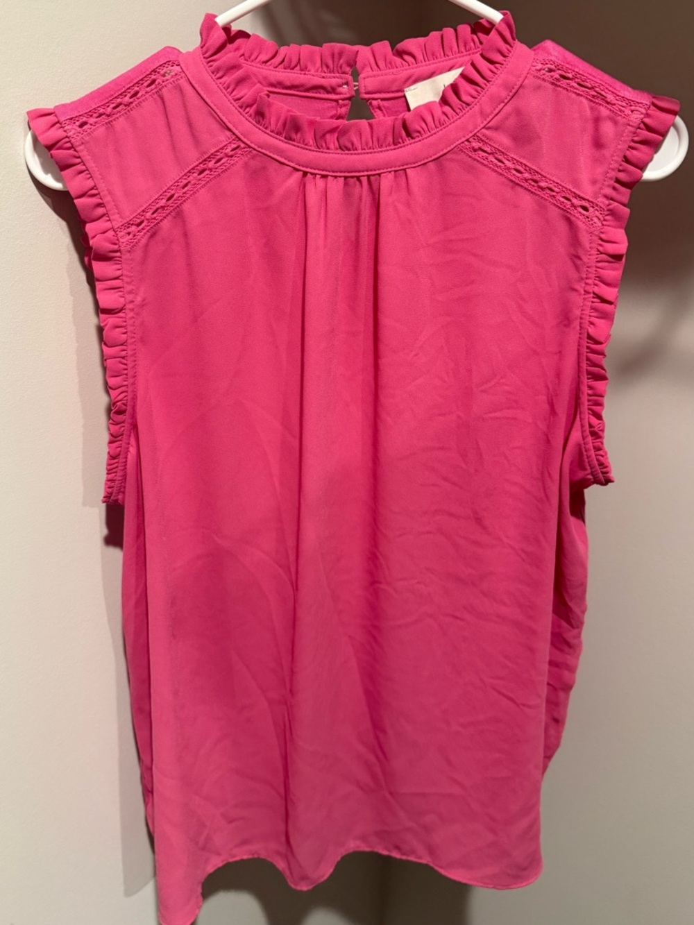 LOFT Ruffle Mock-Neck Sleeveless Camisole - Hot Pink